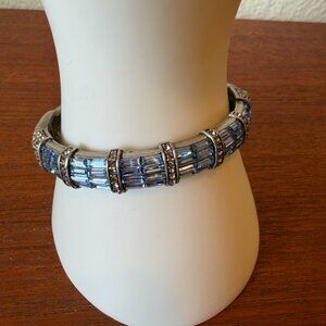 La Vintage Baby Ice Blue Baguette Crystal Bangle Bracelet